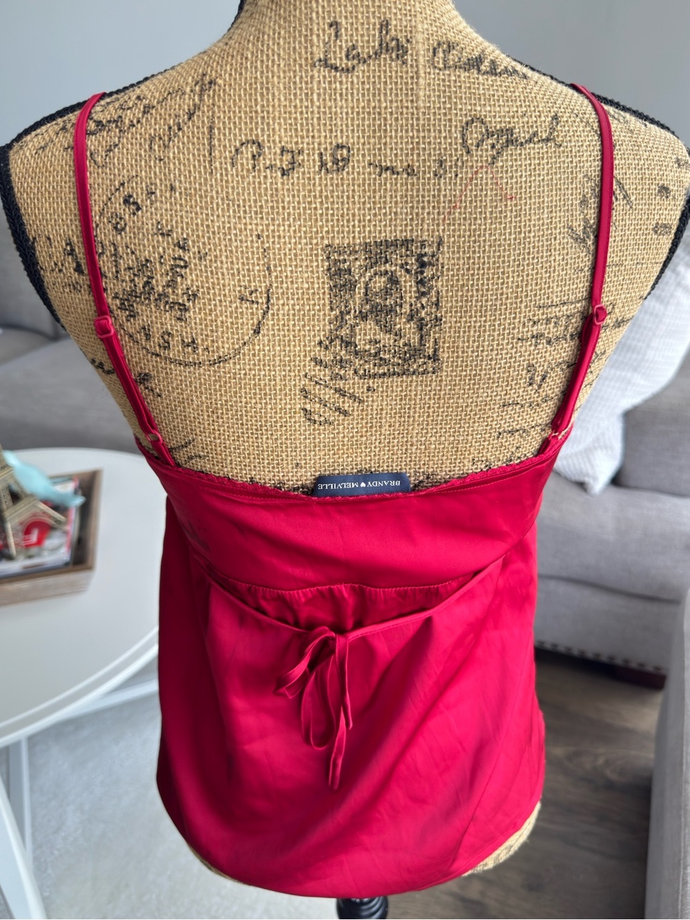 Brandy Melville Cherry Red Satin Lace Trim Cami - Picture 5 of 6